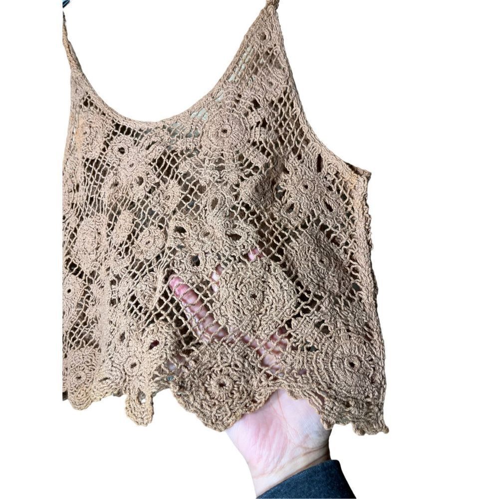 Crochet Tan Cropped Top - Picture 2 of 4